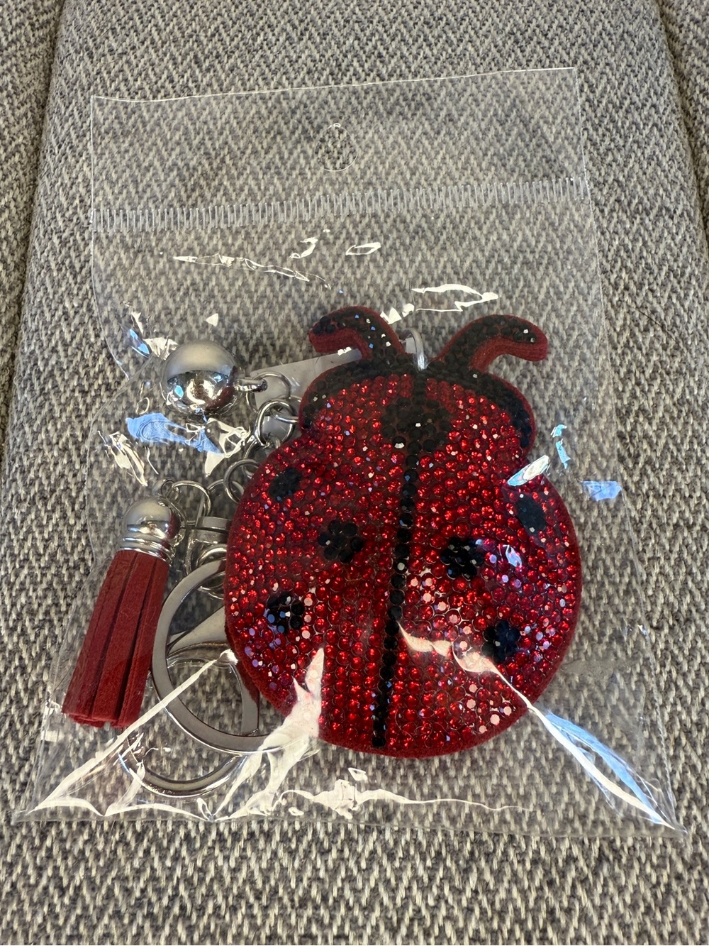 Red Ladybug Crystal Keychain Bag Charm - Picture 3 of 13